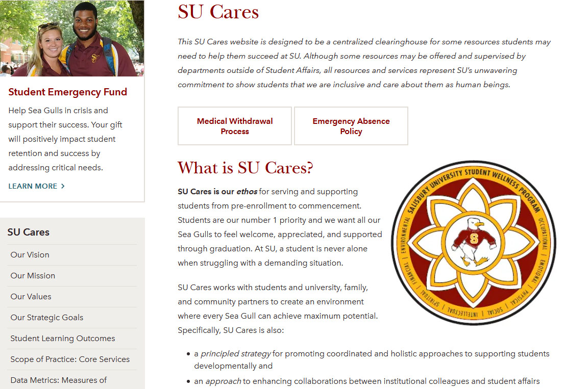 SU Cares webpage